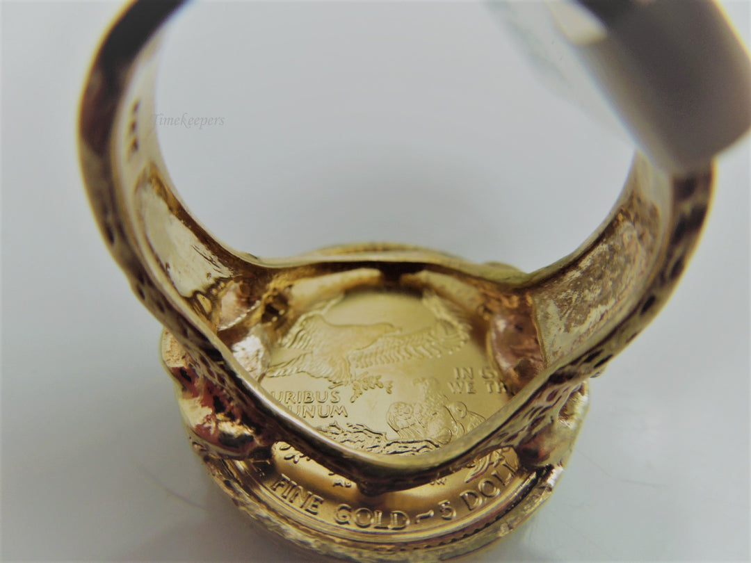 g845 Stunning Unisex 14kt Yellow Gold Liberty Coin Ring