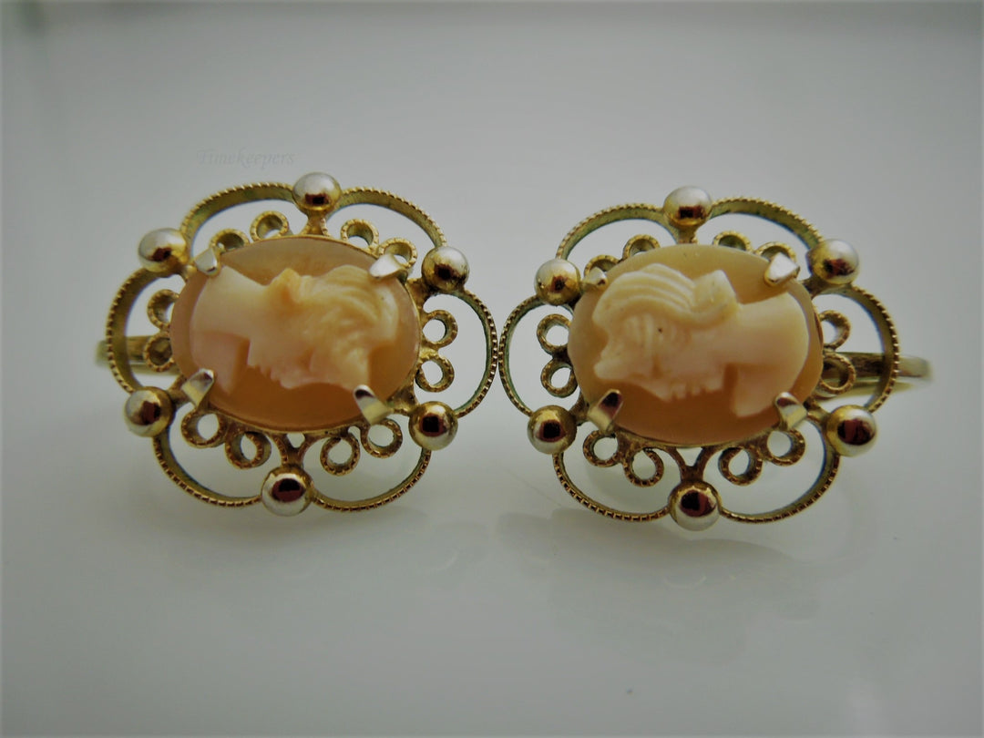 g846 Lovely Vintage Gold Filled Ladies Cameo Clip On Earrings