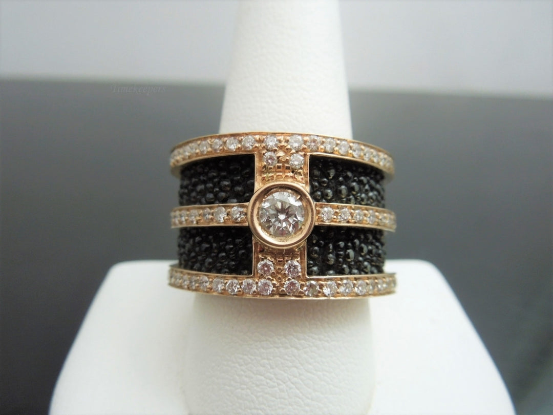 g854 Unique Unisex 14kt Rose Gold Diamond Wide Band Size 10