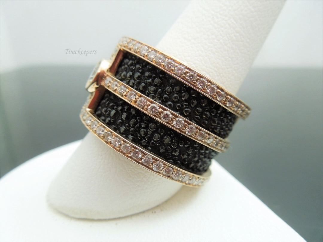 g854 Unique Unisex 14kt Rose Gold Diamond Wide Band Size 10