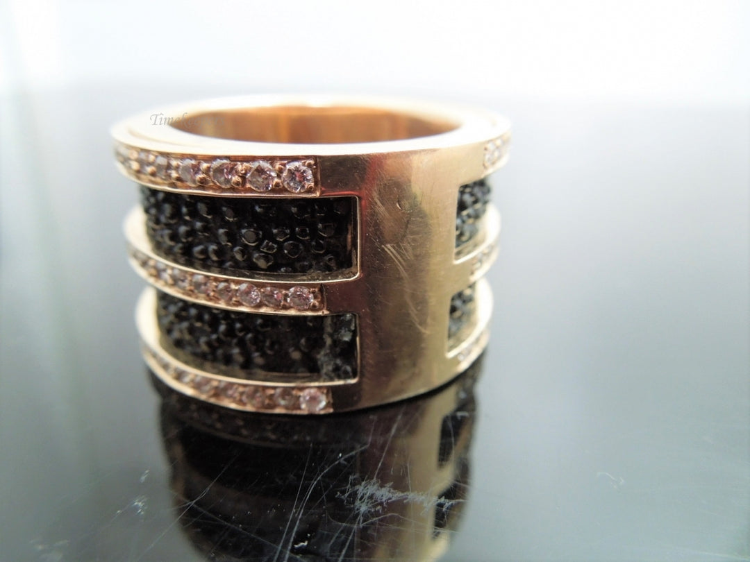 g854 Unique Unisex 14kt Rose Gold Diamond Wide Band Size 10