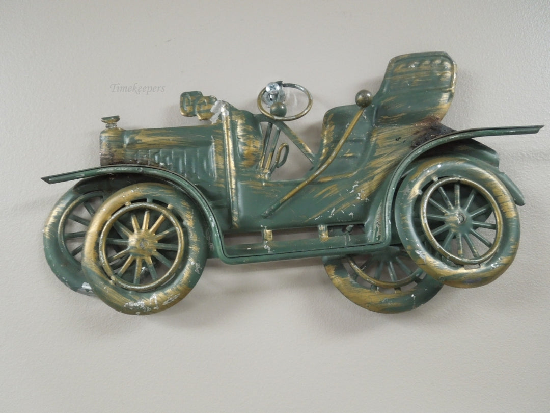 q927 Vintage Metal Car Wall Hanging Art Rare 10.5" Length