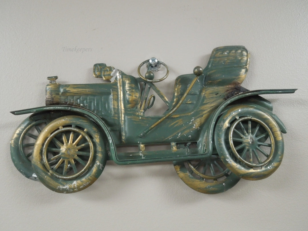 q927 Vintage Metal Car Wall Hanging Art Rare 10.5" Length