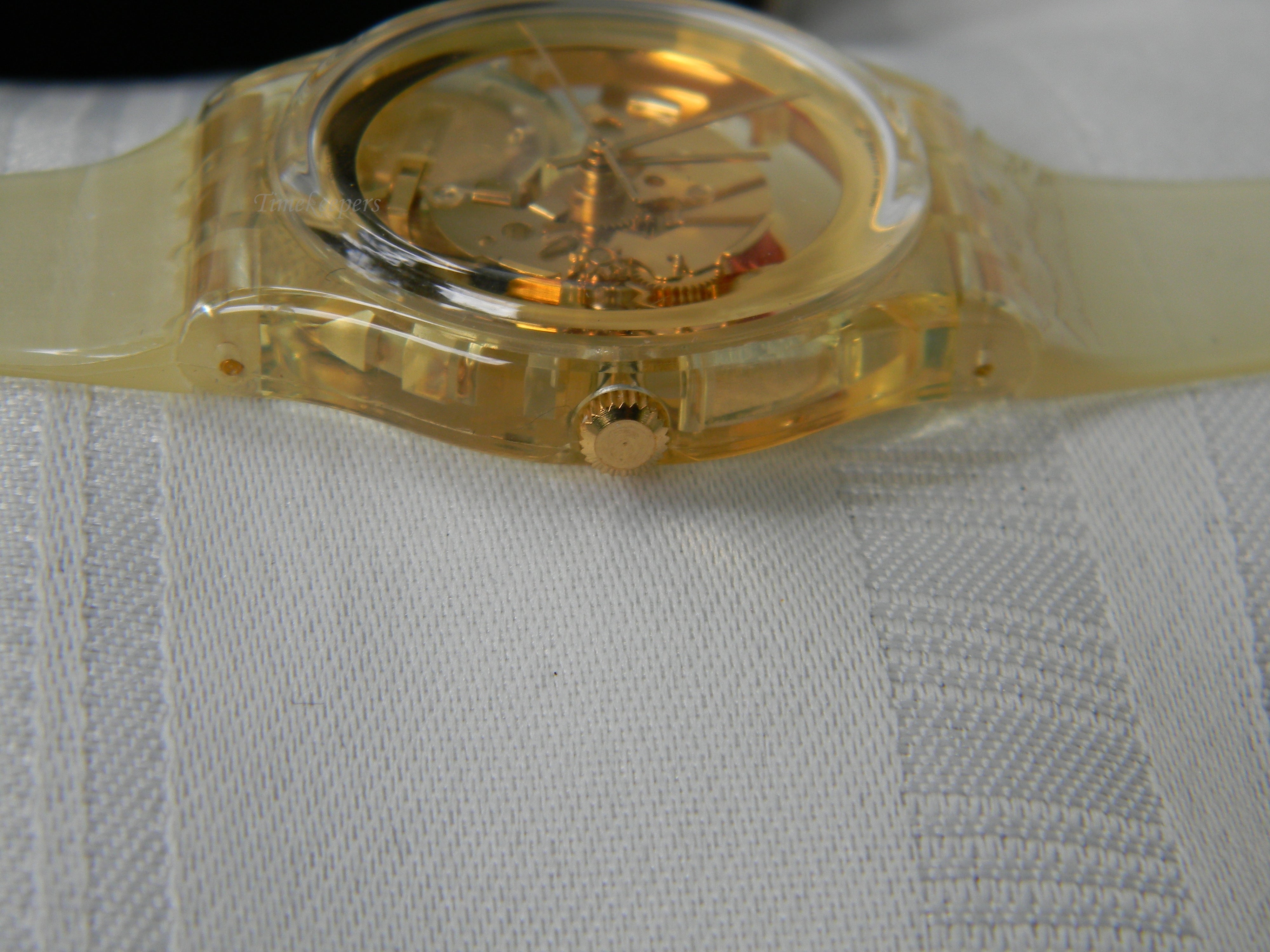 j919 Golden Jelly Swatch Watch #1 Collector Swatch 1990 Box &