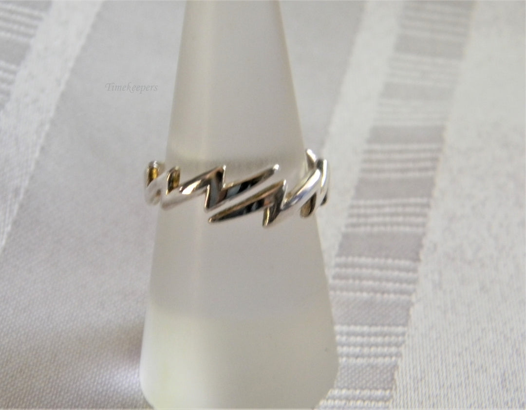 p188 Beautiful Retro Lightening Bolt Bypass Sterling Silver Ring Size 7.25