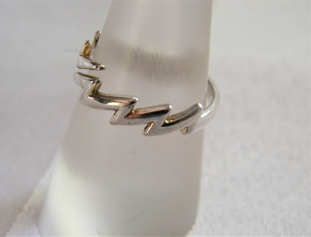 p188 Beautiful Retro Lightening Bolt Bypass Sterling Silver Ring Size 7.25