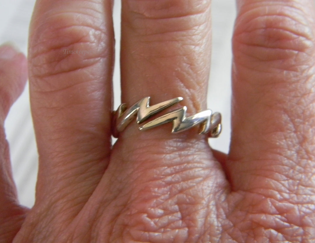 p188 Beautiful Retro Lightening Bolt Bypass Sterling Silver Ring Size 7.25