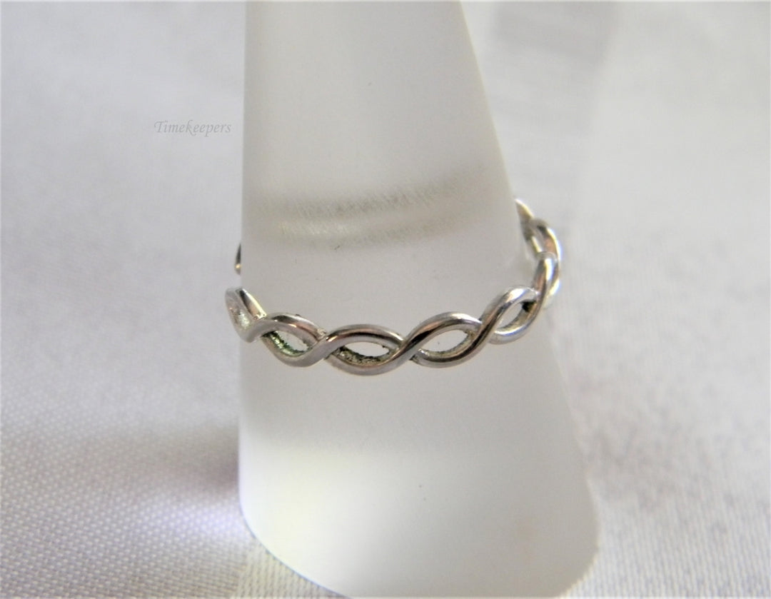 p189 Beautiful Retro Two Strand Entwined Sterling Silver Ring Thumb or Toe Ring