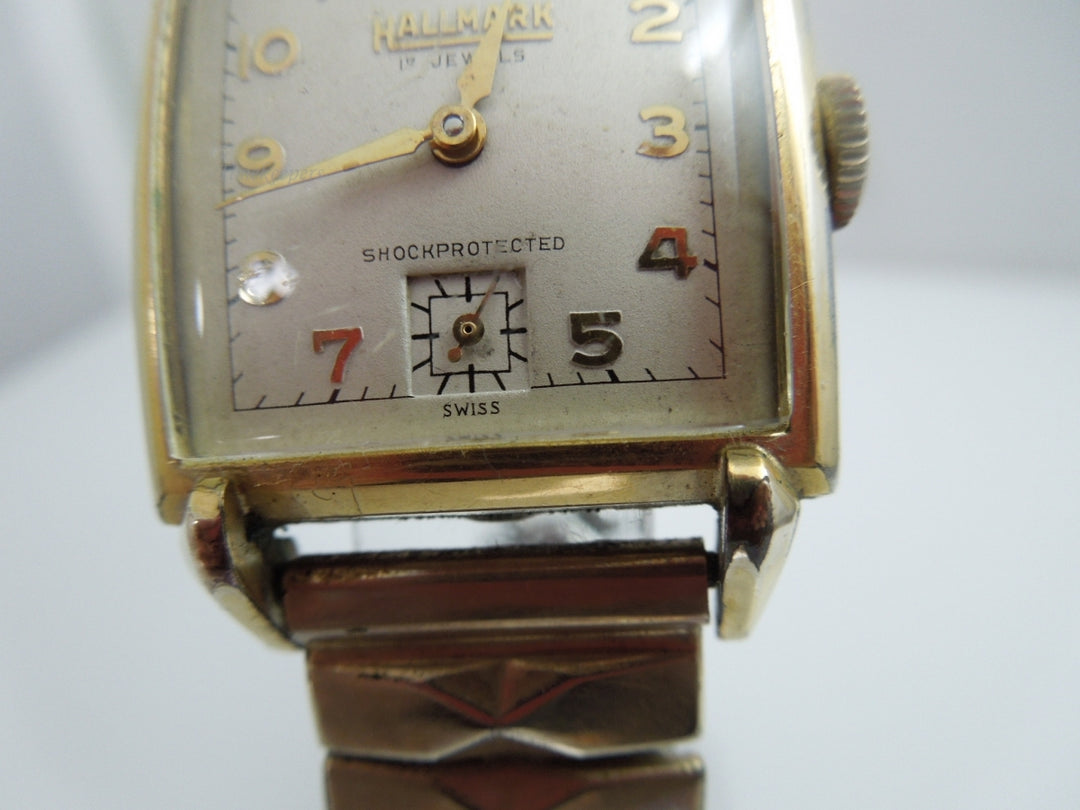 h932 Men's Vintage Mechanical 10kt RGP Hallmark Wristwatch Shock protected