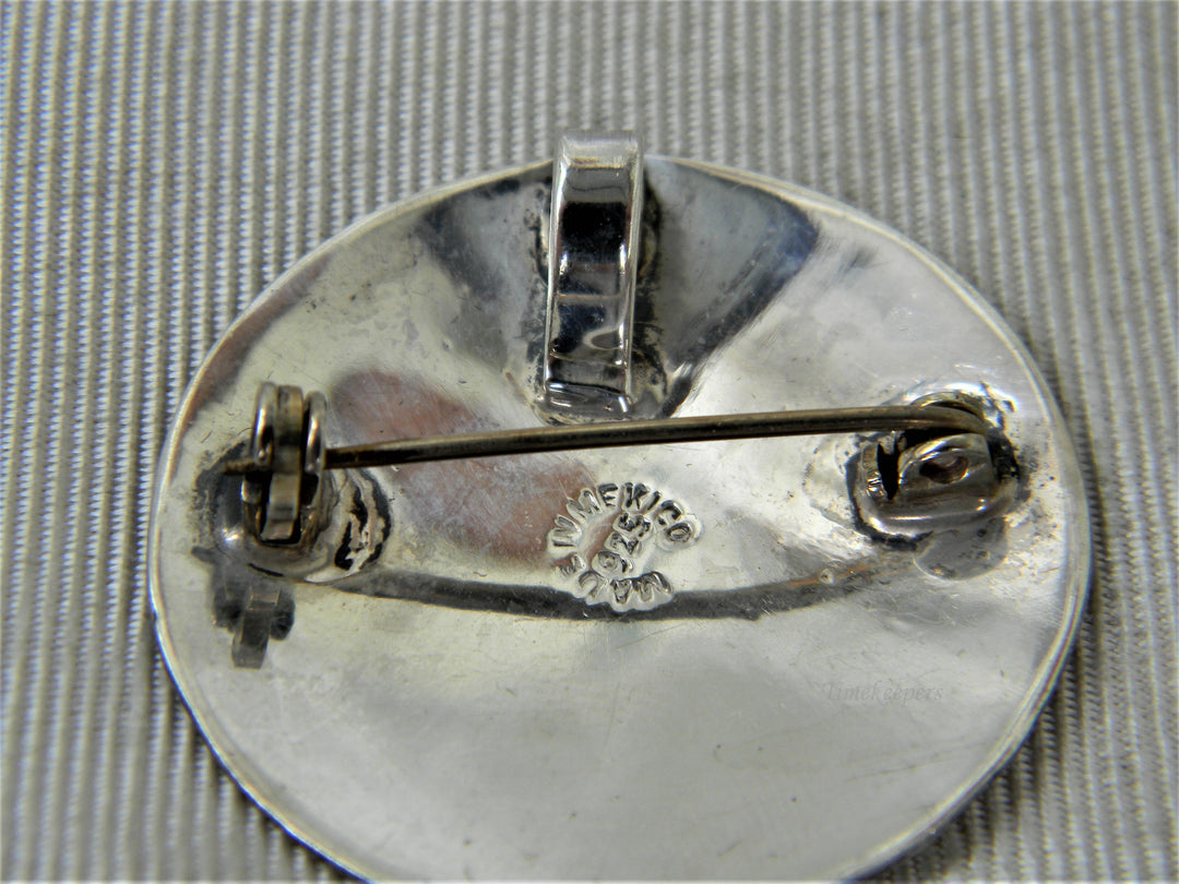Antique Niello Enamel Brooch Real Silver Stock Pin 