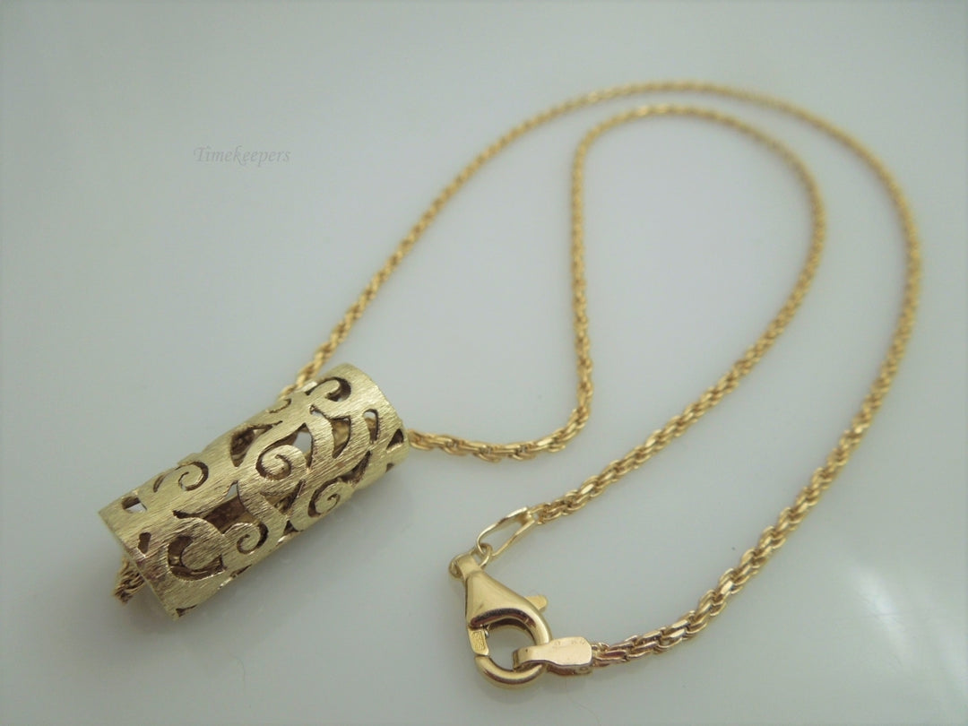 g505 Lovely Ladies 14kt Yellow Gold 20" Rope Necklace with Swirly Slide Pendant