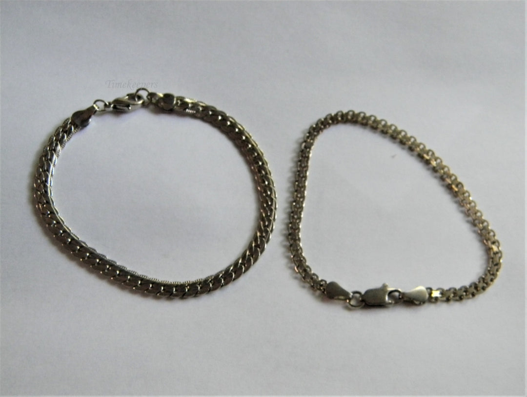 p196 Lot of (2) Chain Bracelets in Silver tone with Lobster Clasps