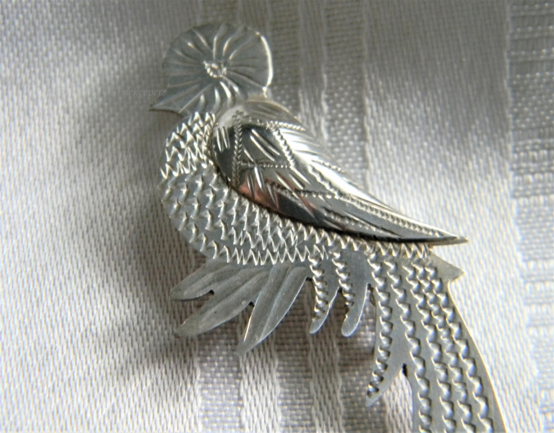 p200 Stunning Unique Sterling Silver Bird Brooch from Guatemala