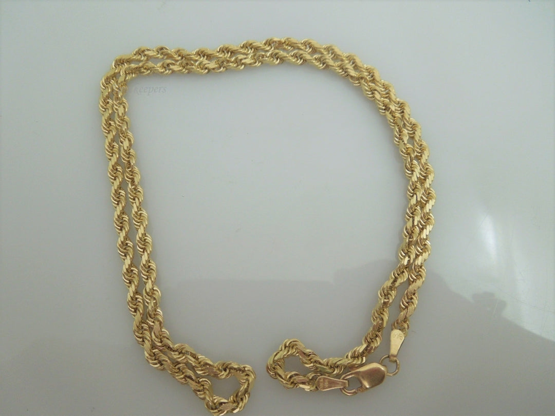 g877 Nice Unisex 14kt Yellow Gold 17.5" Solid Rope Necklace