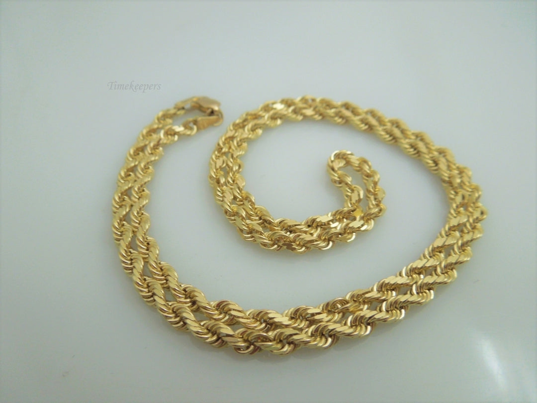 g877 Nice Unisex 14kt Yellow Gold 17.5" Solid Rope Necklace