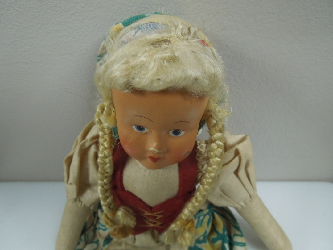 q966 Vintage Polish Doll with Composition Face, 12" Tall