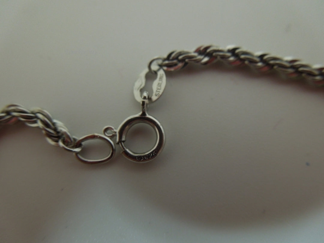 s413 Sterling Silver Rope Chain Bracelet 7"