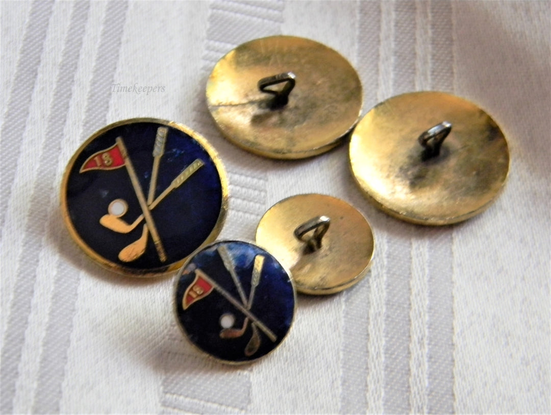 p208 Lot of (2) Sets of Golf Buttons One set in Enamel One set in Gold Tone