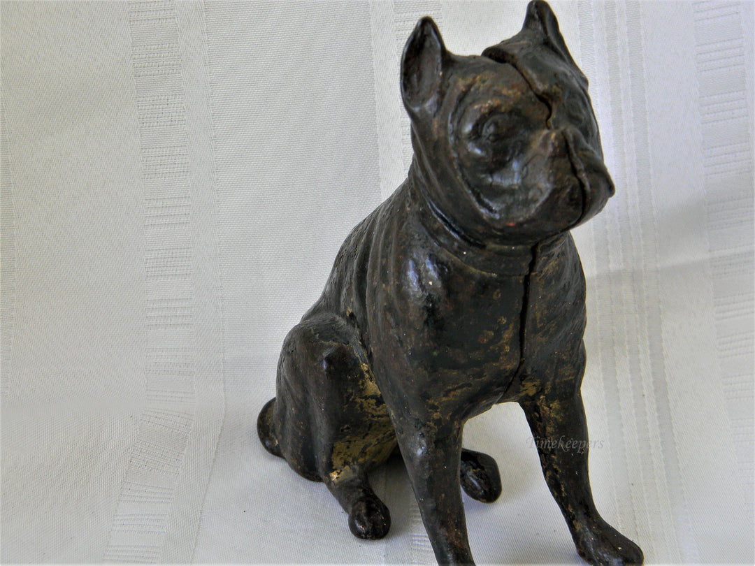 j277 Vintage Cast Iron Boston Terrier Dog Still Bank