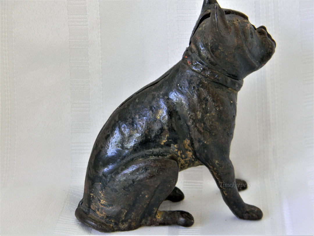 j277 Vintage Cast Iron Boston Terrier Dog Still Bank