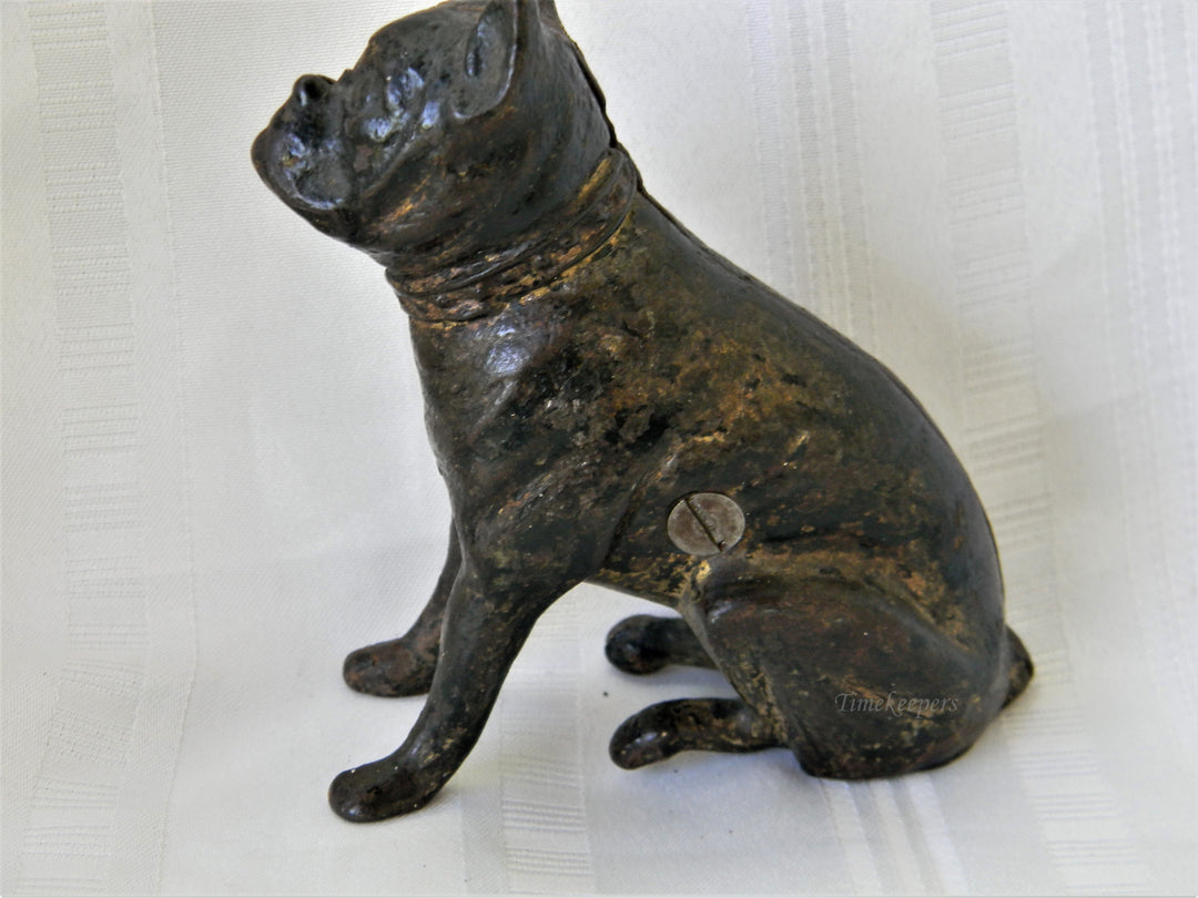 j277 Vintage Cast Iron Boston Terrier Dog Still Bank