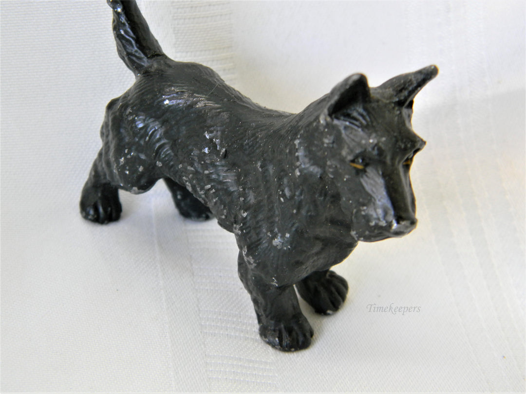 j287 Vintage Cast Iron Black Schnauser Dog Statue