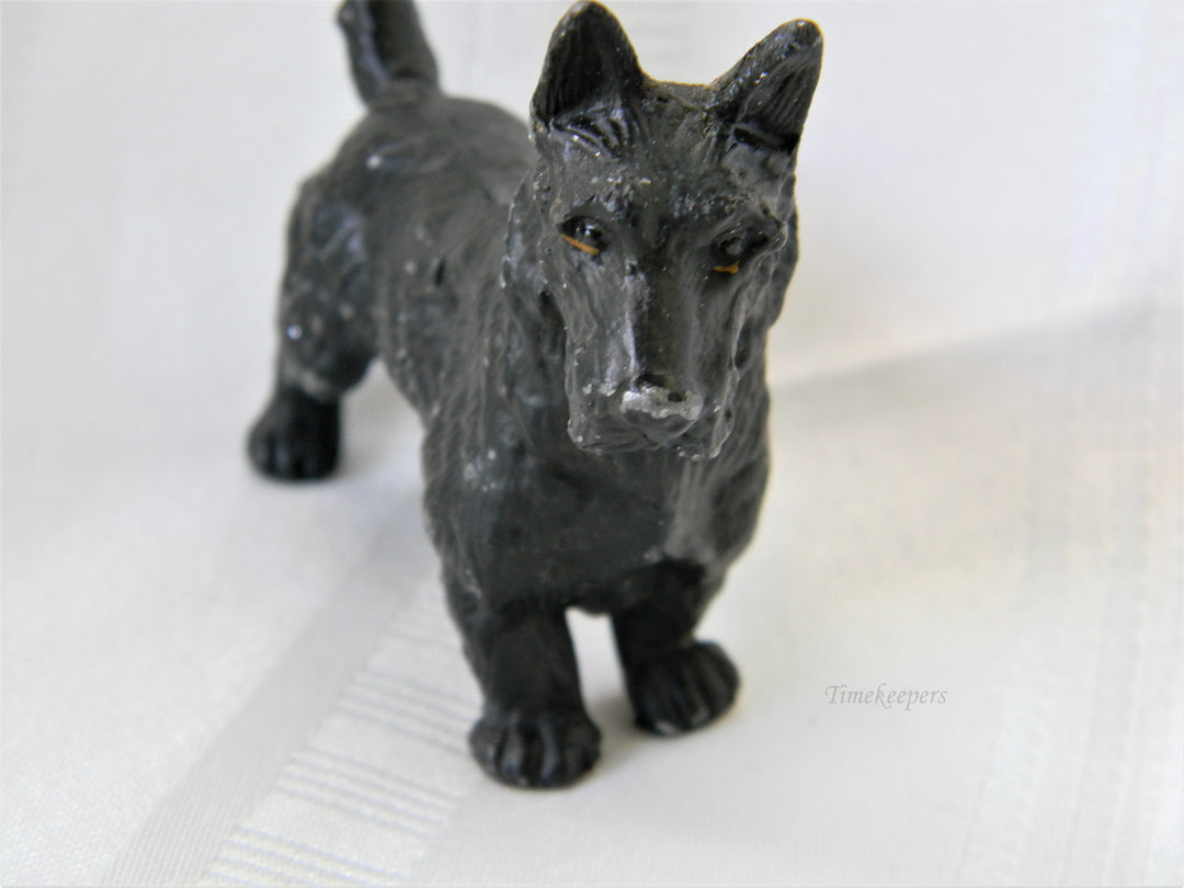 j287 Vintage Cast Iron Black Schnauser Dog Statue