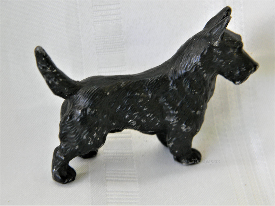 j287 Vintage Cast Iron Black Schnauser Dog Statue