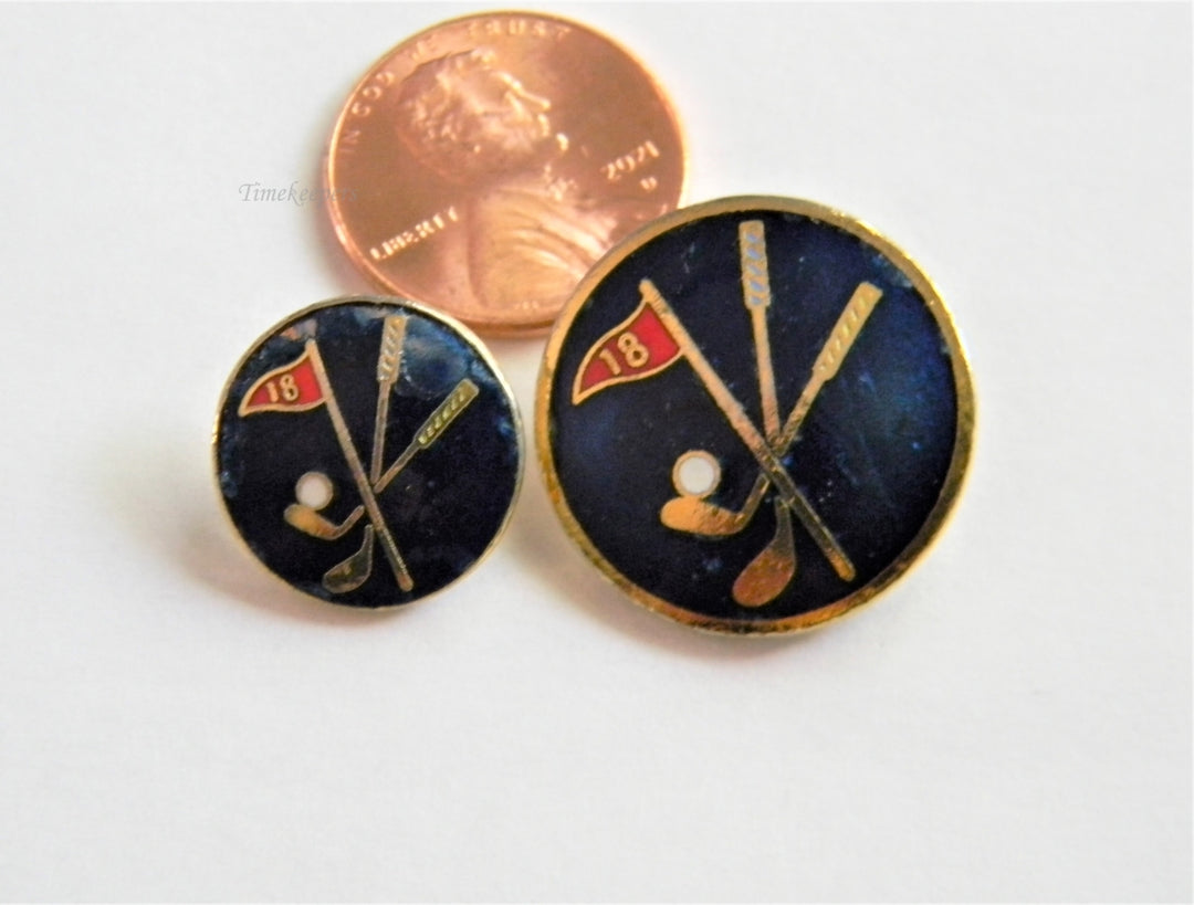 p208 Lot of (2) Sets of Golf Buttons One set in Enamel One set in Gold Tone