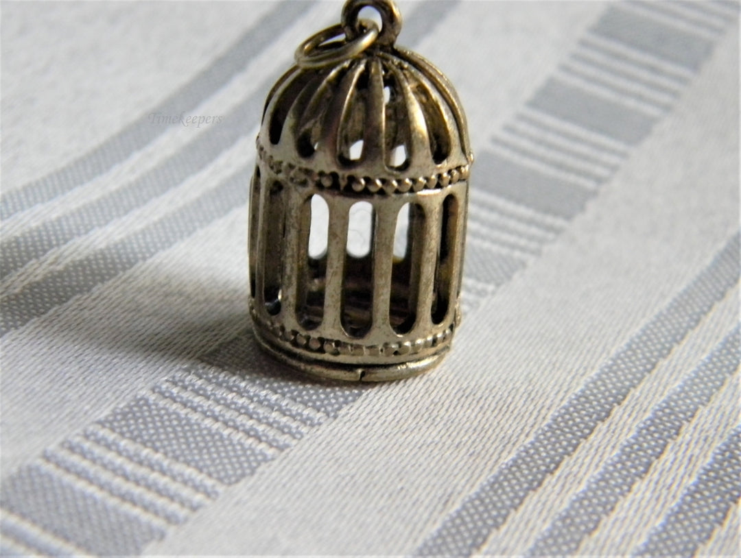 p229 Unique 3D Gold Tone Bird Cage Pendant (No Chain)