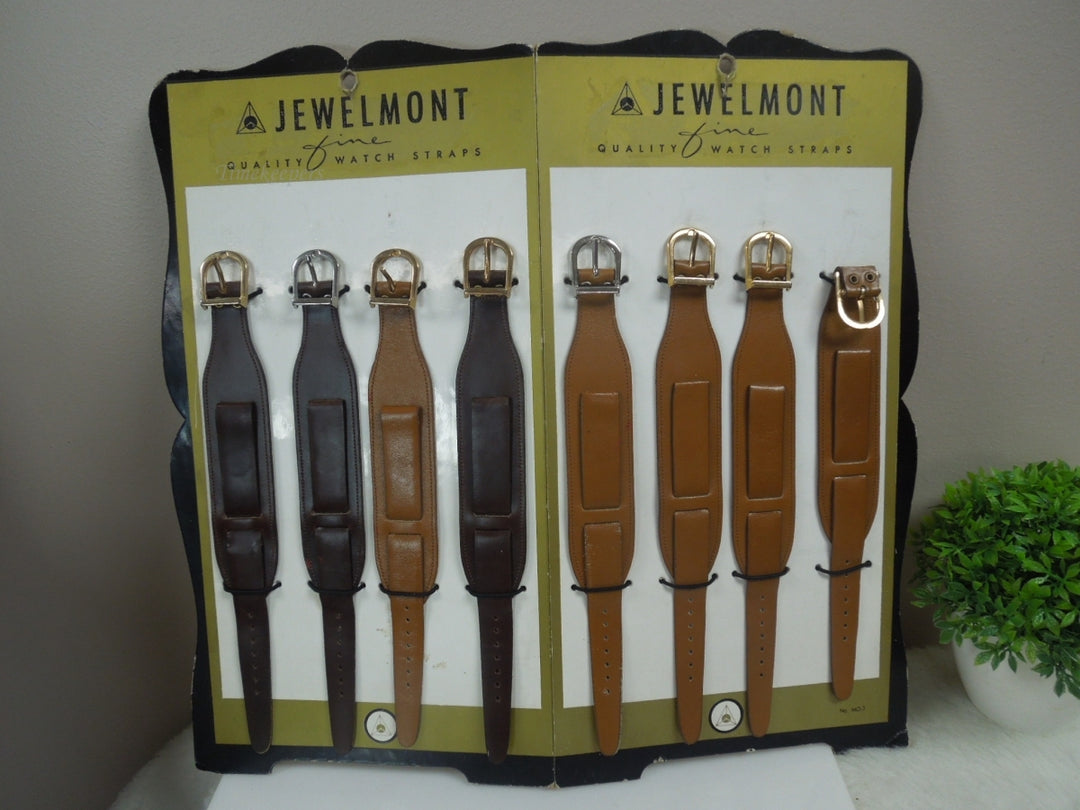 r001 Vintage Lot of 8 Jewelmont Quality Leather Watch Straps Advertising Store Display