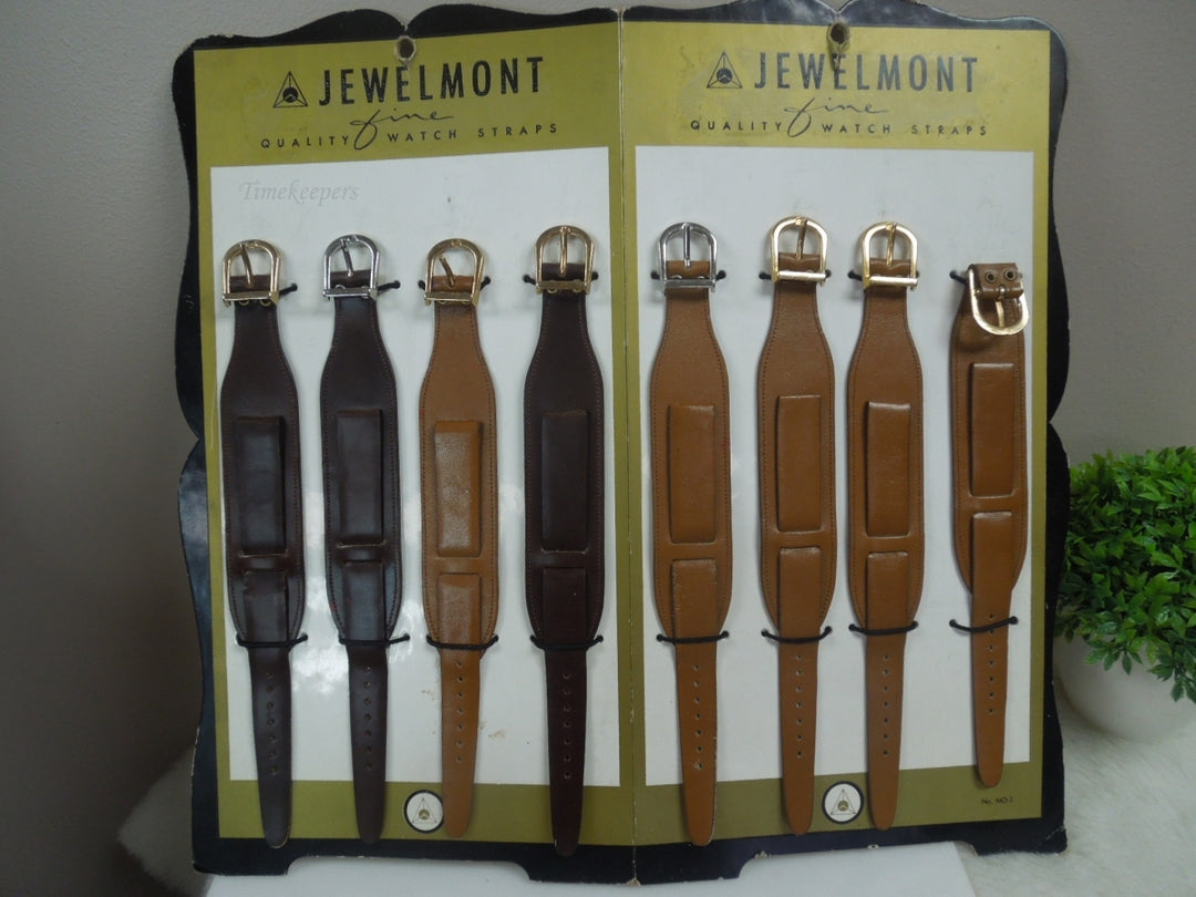 r001 Vintage Lot of 8 Jewelmont Quality Leather Watch Straps Advertising Store Display