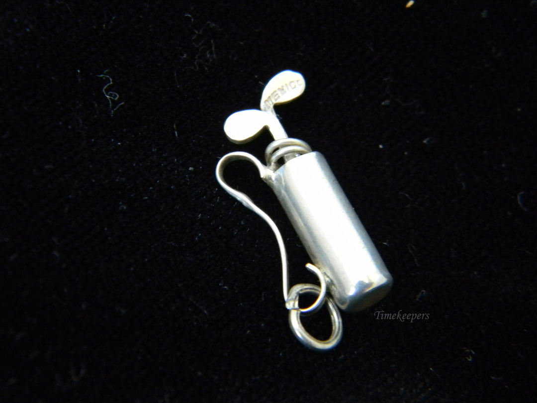 j314 Cute Preowned Golf bag and Clubs Charm/ Pendant Sterling Silver