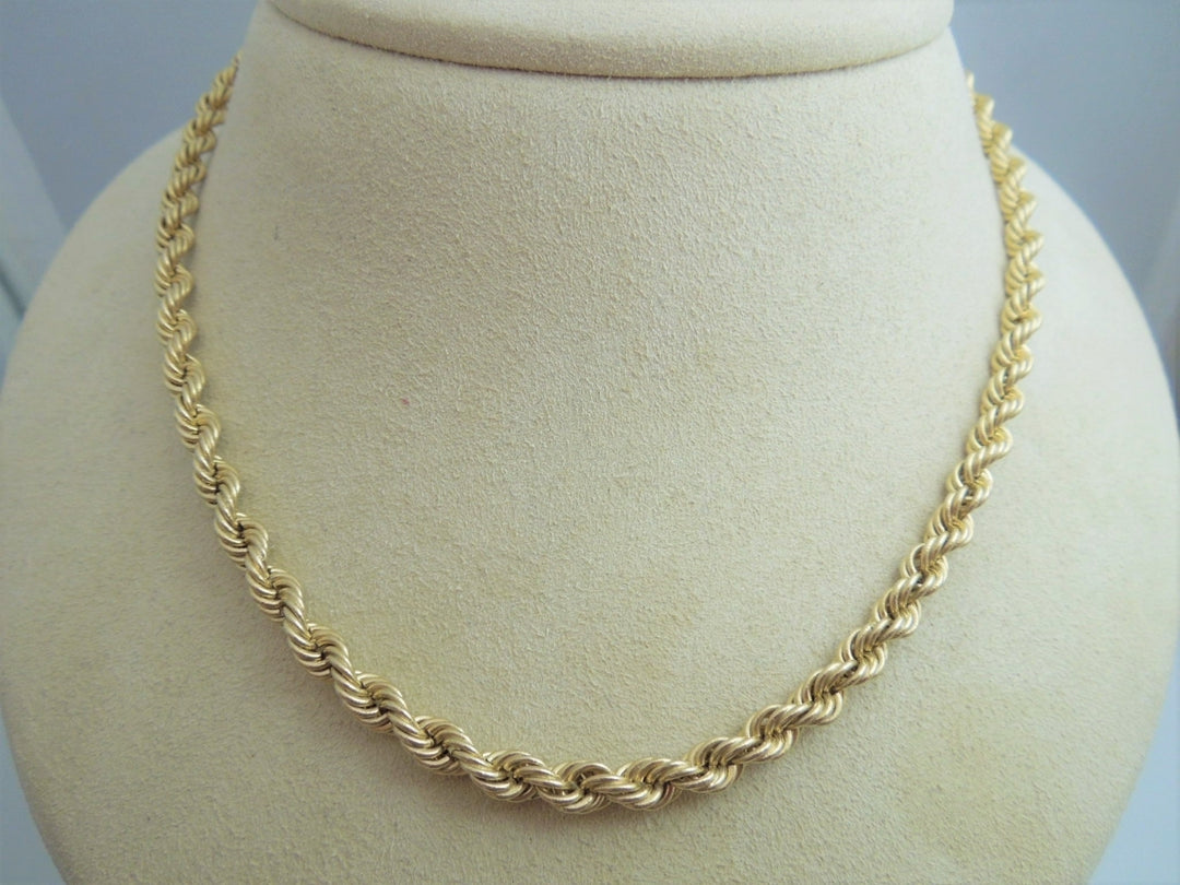 g914 Long Unisex 14kt Yellow Gold 30" Rope Necklace