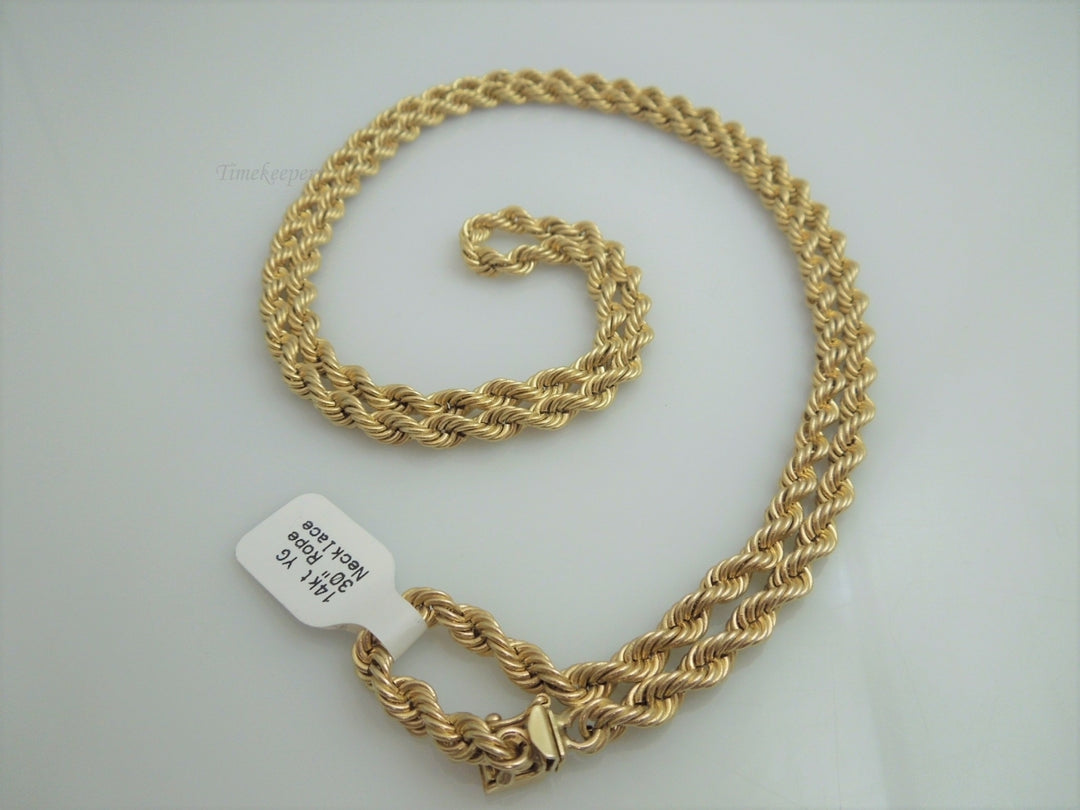 g914 Long Unisex 14kt Yellow Gold 30" Rope Necklace