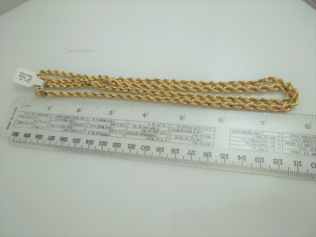 g914 Long Unisex 14kt Yellow Gold 30" Rope Necklace