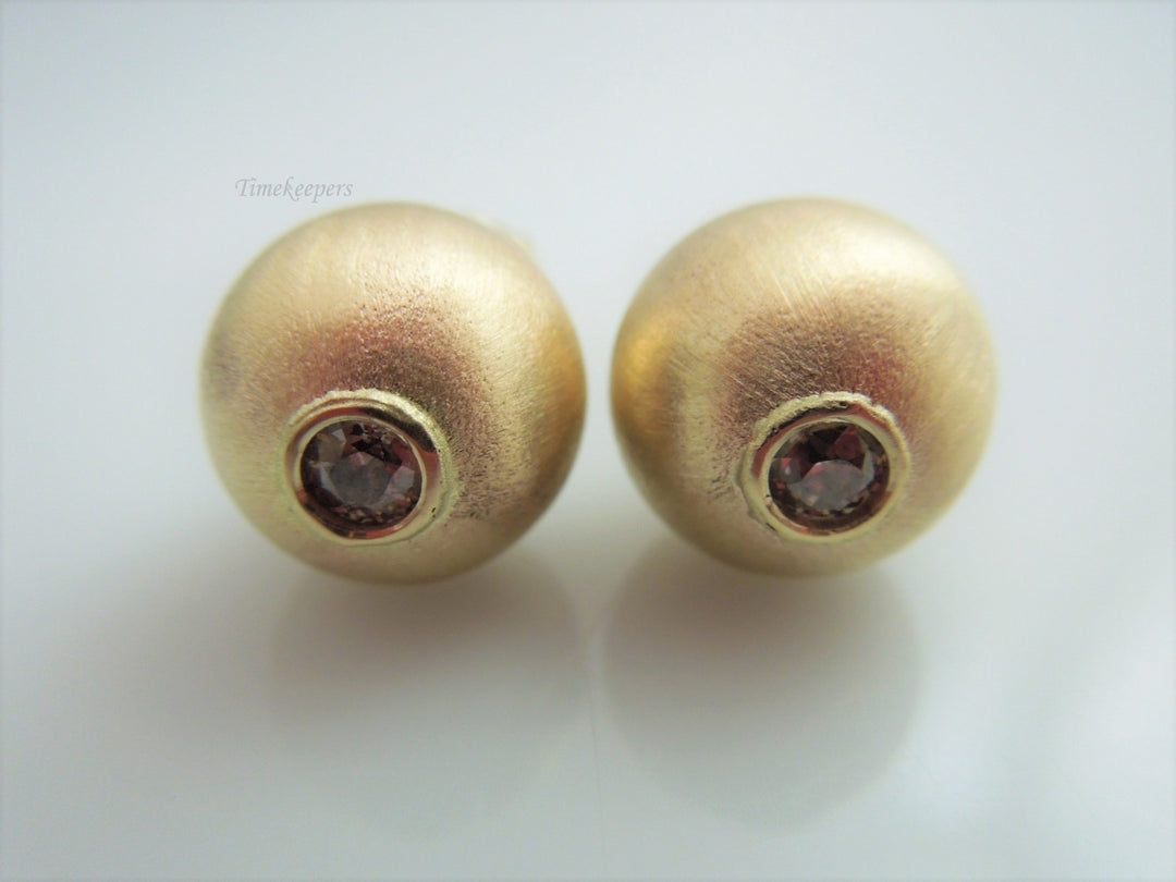 g931 Gorgeous Ladies Brushed 14kt Yellow Gold Diamond Ball Earring Studs