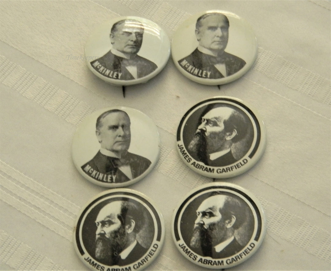 p268 Lot of Six Campaign Buttons, McKinley and Garfield