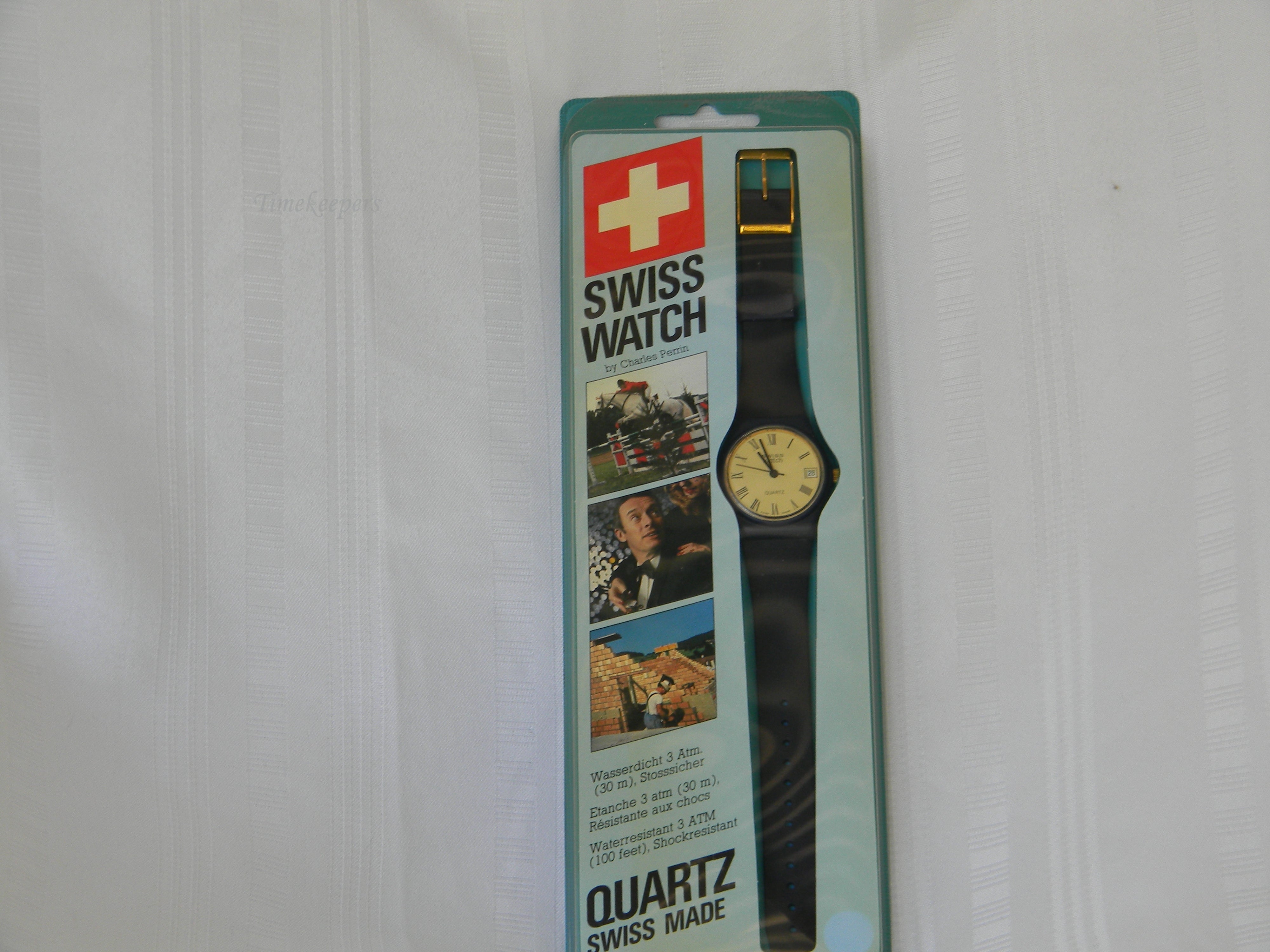 h395 Original Sealed Packaging Men's Swiss Watch by Charles Perrin in Navy