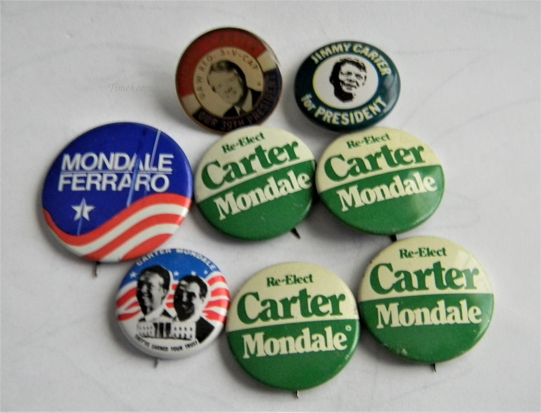 p270 Lot of Seven Campaign Buttons, Carter and Mondale