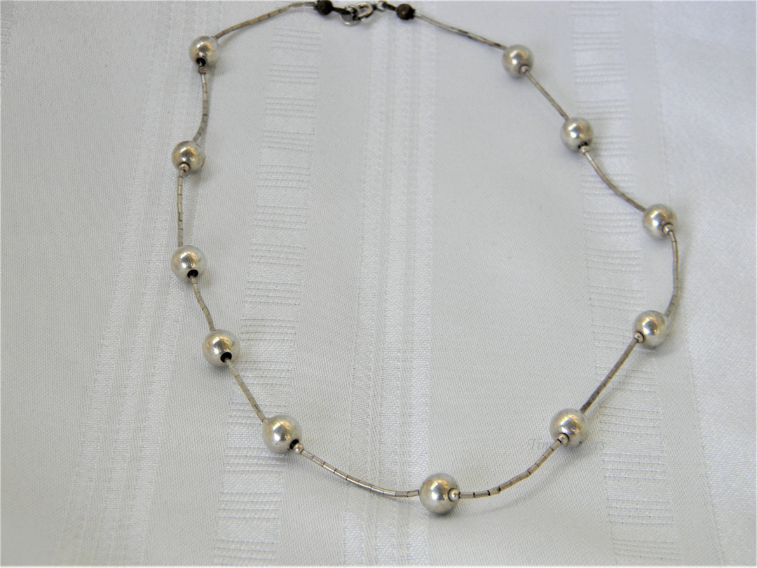 j336 Beautiful Beaded Necklace in Sterling Silver