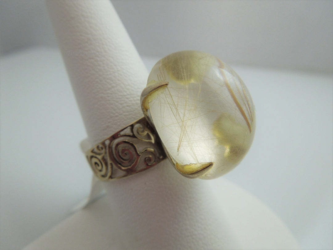 g959 Exquisite Ladies Oval Rutilated Quartz Ring in 14kt Yellow Gold