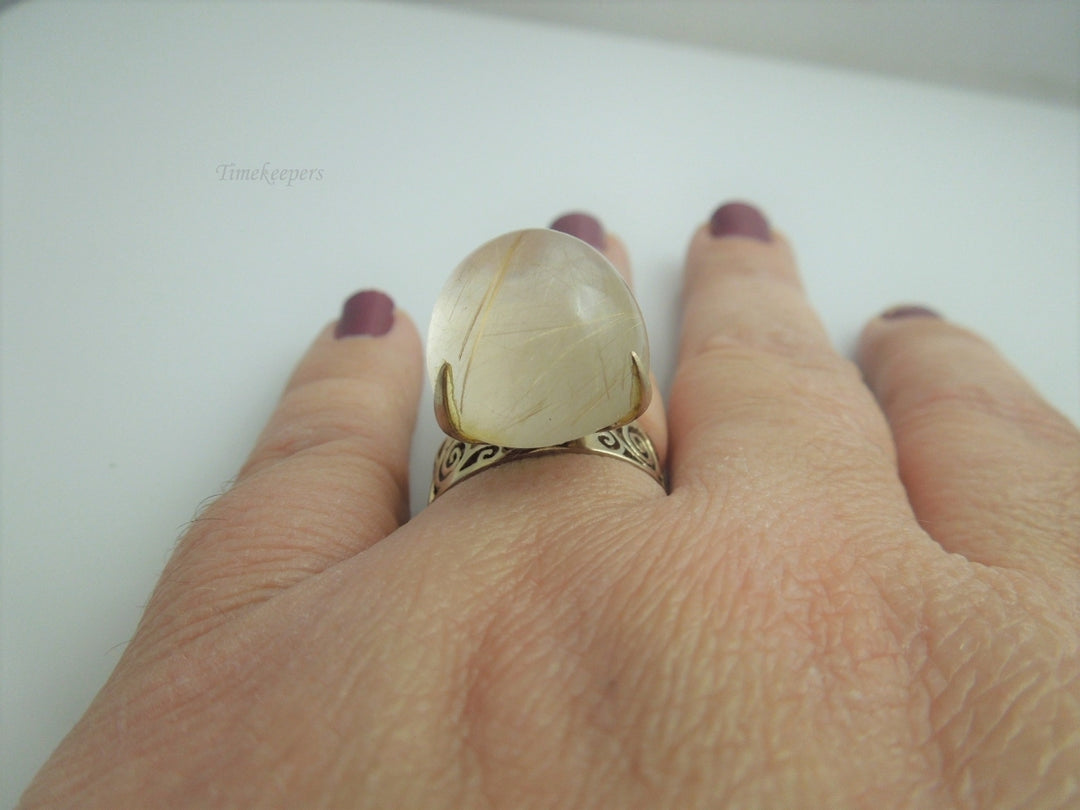 g959 Exquisite Ladies Oval Rutilated Quartz Ring in 14kt Yellow Gold