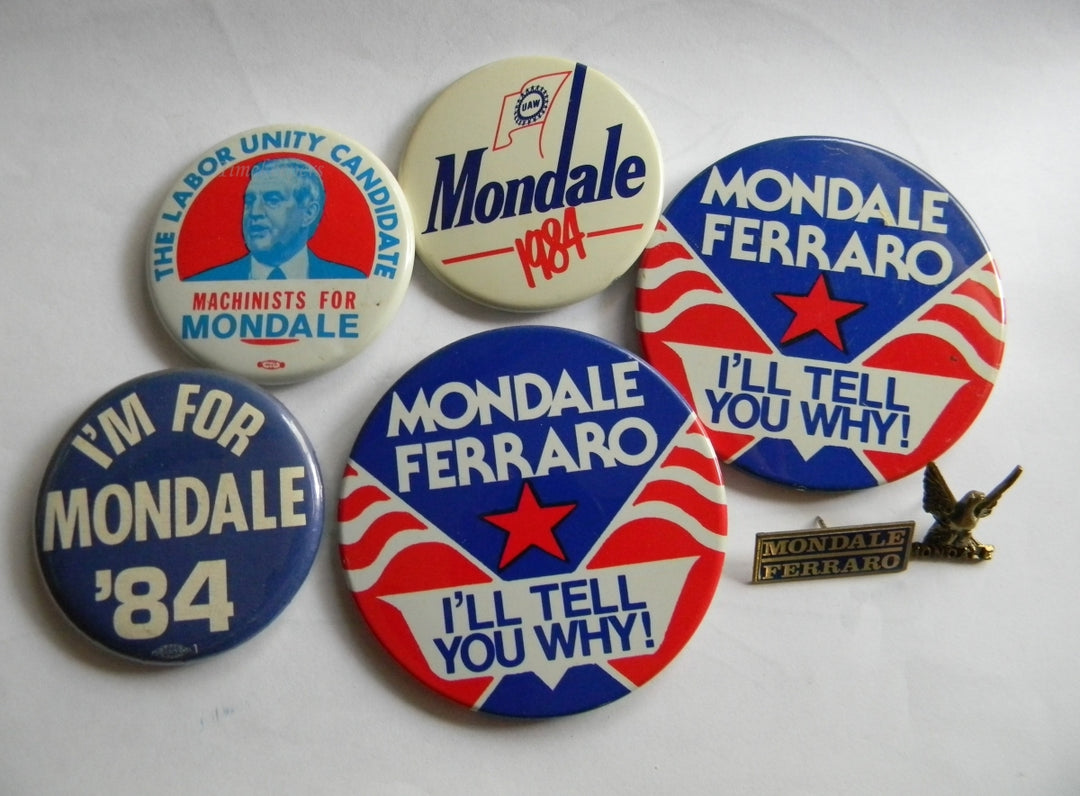 p292 Lot of Seven Campaign Buttons - Pins, 1984 Mondale Ferraro