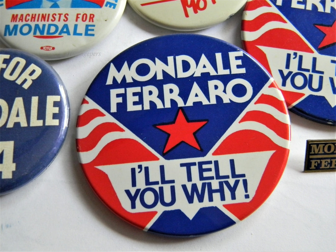 p292 Lot of Seven Campaign Buttons - Pins, 1984 Mondale Ferraro