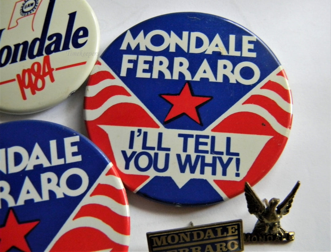 p292 Lot of Seven Campaign Buttons - Pins, 1984 Mondale Ferraro