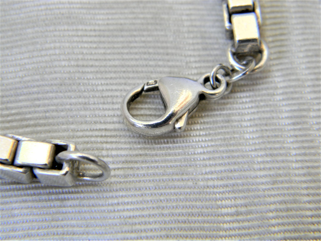 j351 Nice Sterling Silver Large Box Chain Bracelet 7" Long