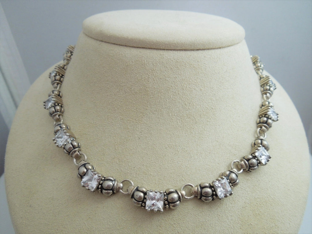 h383 Unique MX Collection Sterling Silver Adjustable Necklace Crystals