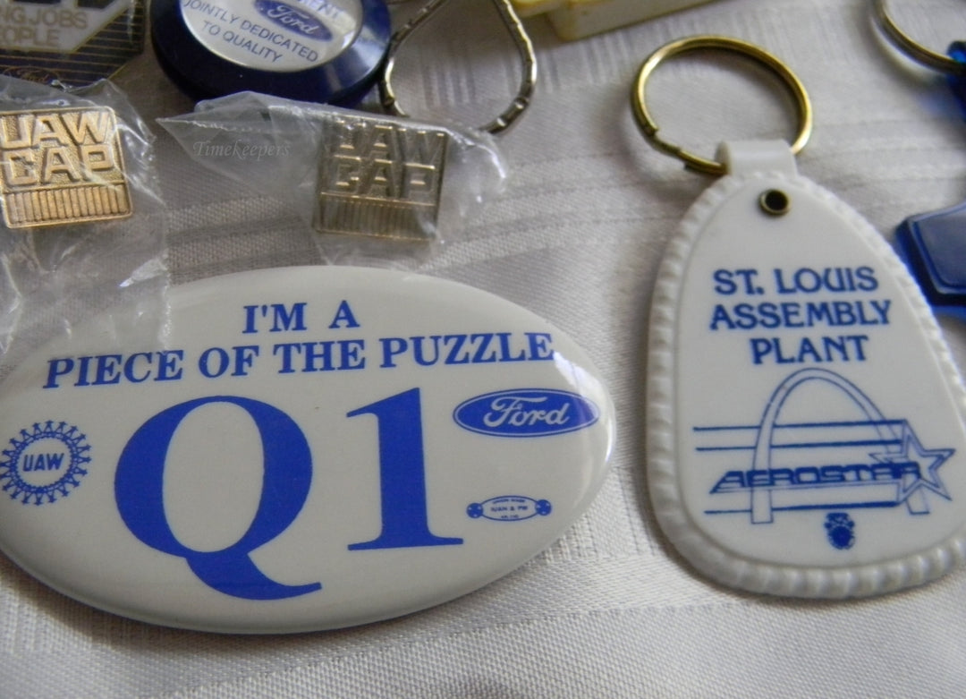 p300 Lot of Eight Ford Items Key chains and Button/Pins