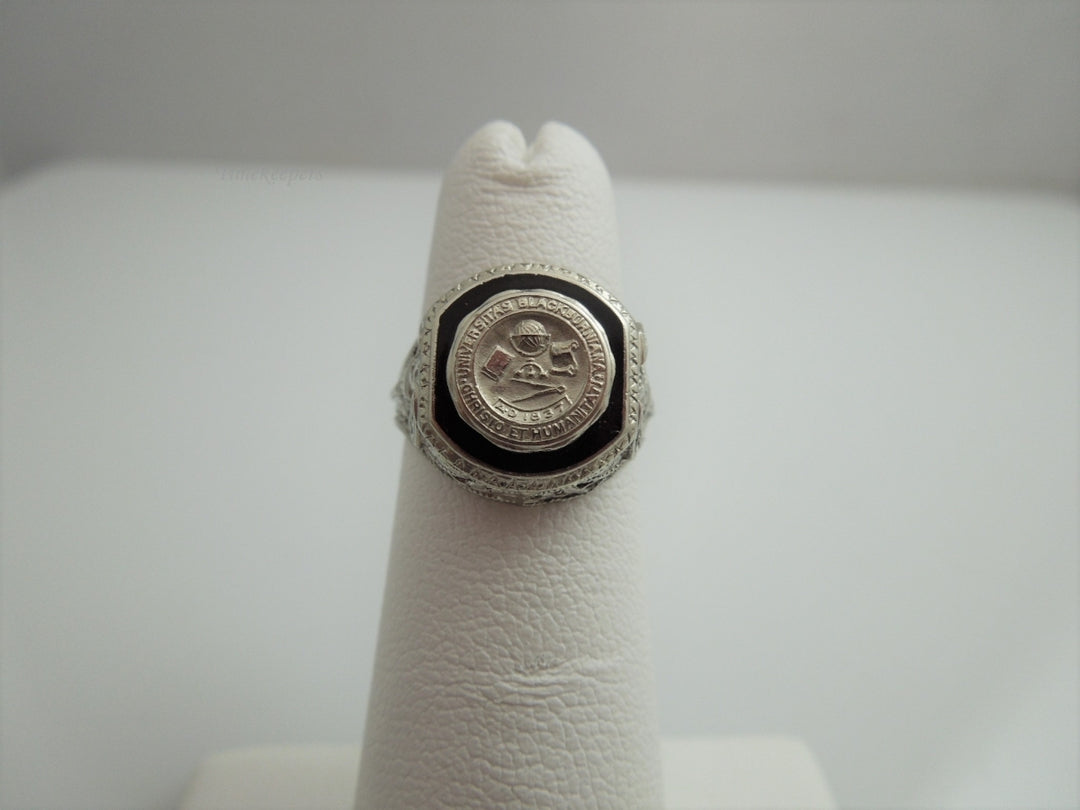 g975 Vintage 1928 University Class Ring in 10kt White Gold